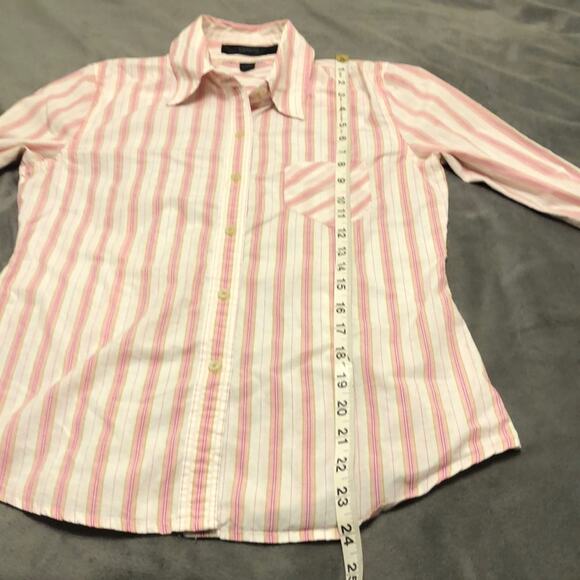 Express Striped Blouse Woman Size XS Button Down Long Sleeves Office Preppy - Picture 6 of 7